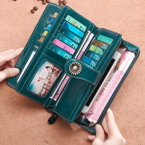 SENDEFN Handbags - SENDEFN Large Leather Wallet with RFID Protection